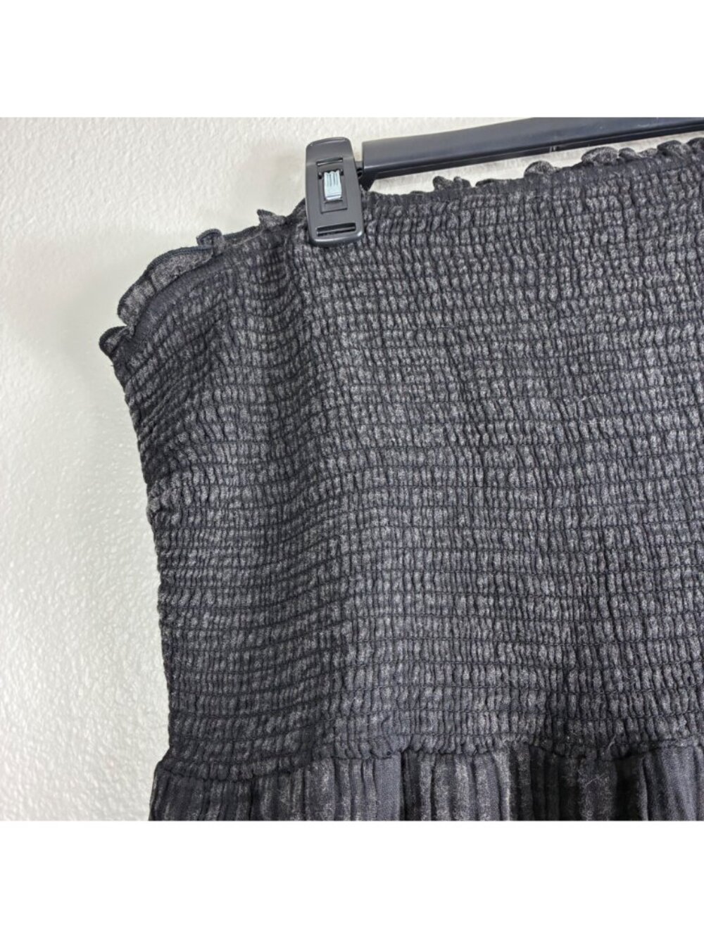 Anthropologie Marisol Maxi Dress 2X Black Smocked Gauze Strapless Tiered Cotton - Picture 4 of 9